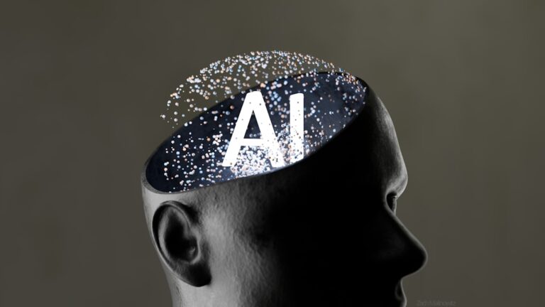 human ai resource - Artificial intelligence concept within a human head