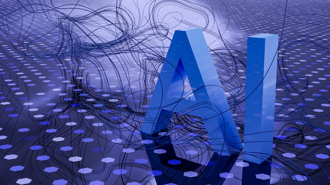 sakana ai performance - 3D rendered ai text on dark digital background