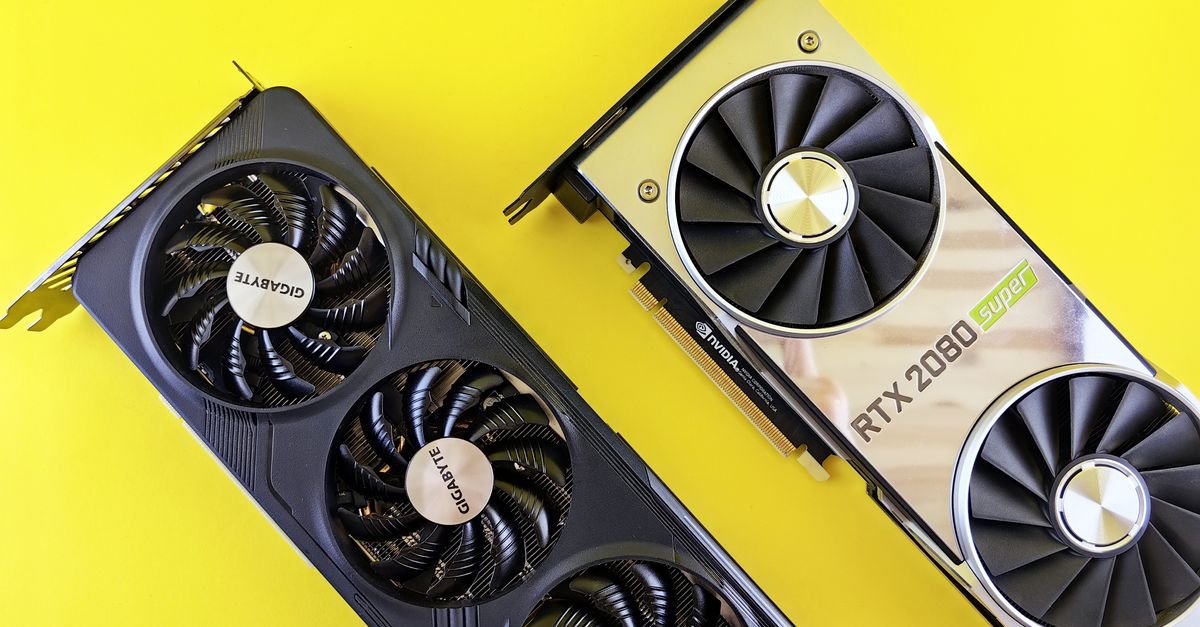 nvidia ai bonds - Two modern graphics cards on a bright yellow background, highlighting technology and design.