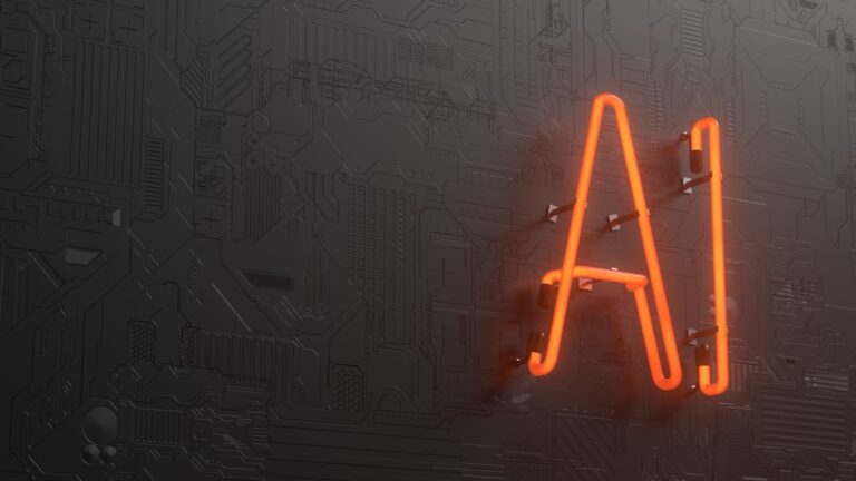 voice ai for markets - a neon neon sign that is on the side of a wall