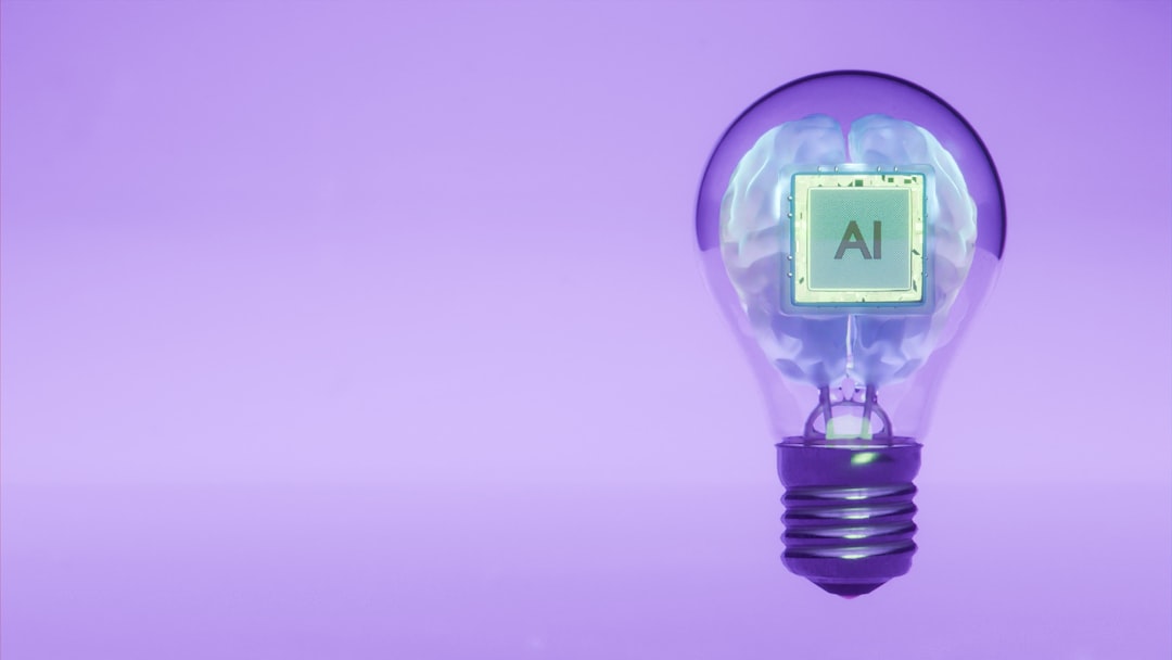 generative AI finance - Ai brain inside a lightbulb illustrates an idea.