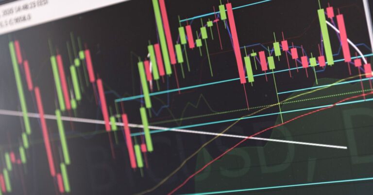 bitcoin perpetual futures - Close-up of vibrant stock market graphs displaying trading trends on a monitor, ideal for finance