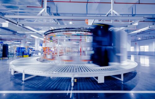 industrial investment cycle - a large circular object in a large building