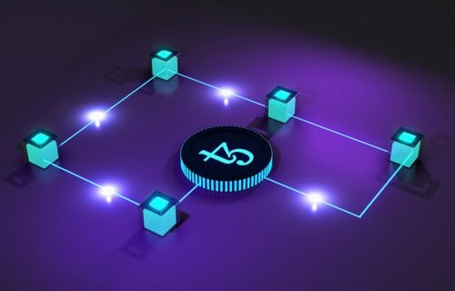 ai funding rounds - a purple background with a black and blue circle surrounded by blue and green cubes