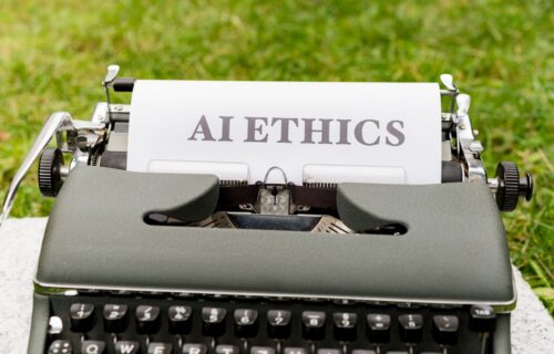 ai banking guardrails - a close up of a typewriter with a paper on it
