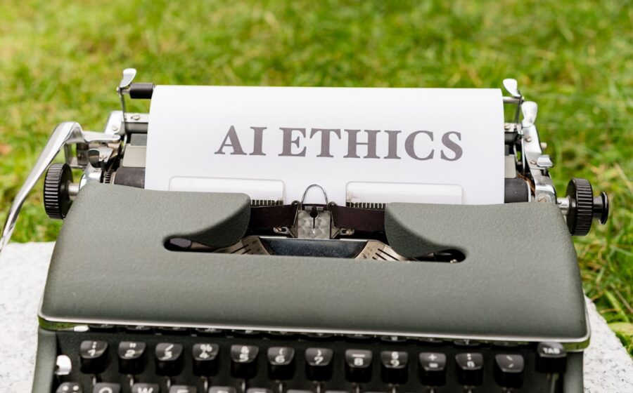 ai banking guardrails - a close up of a typewriter with a paper on it