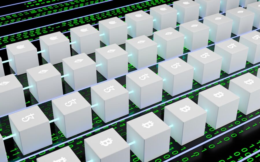 ai software supply chain - a large array of white cubes with numbers and symbols on them
