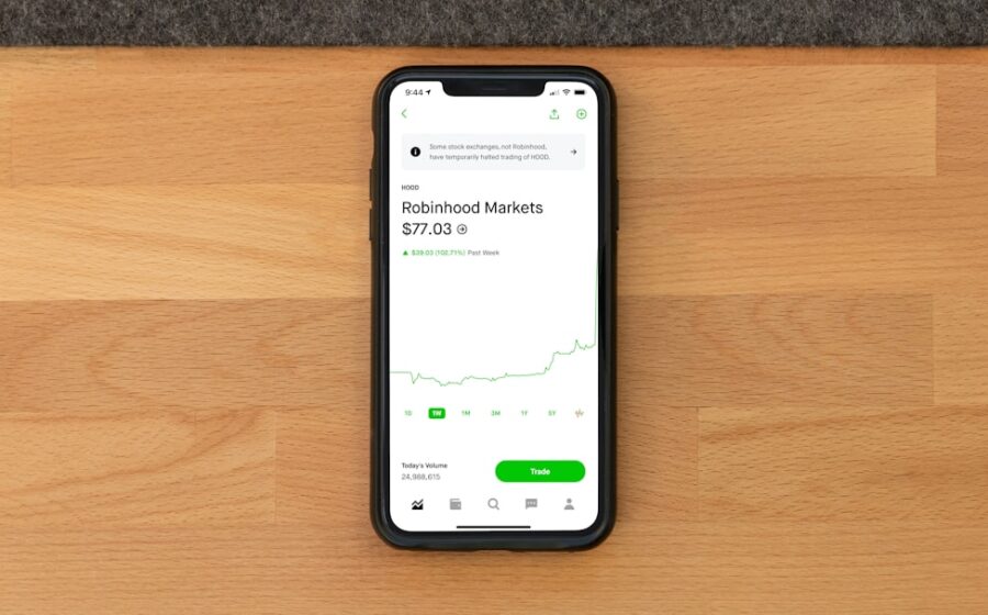 robinhood crypto ai - white samsung android smartphone on brown wooden table