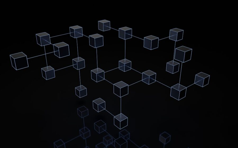 swift blockchain transactions - a black and white photo of cubes on a black background