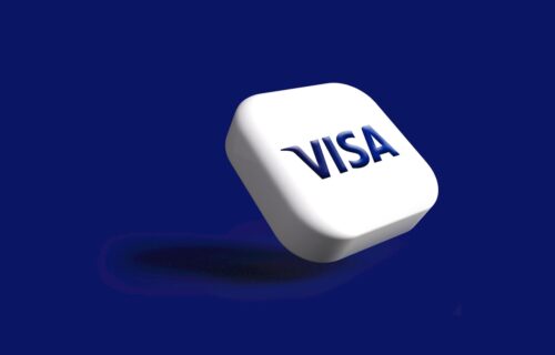 visa job cuts - a white dice with the word visa on it