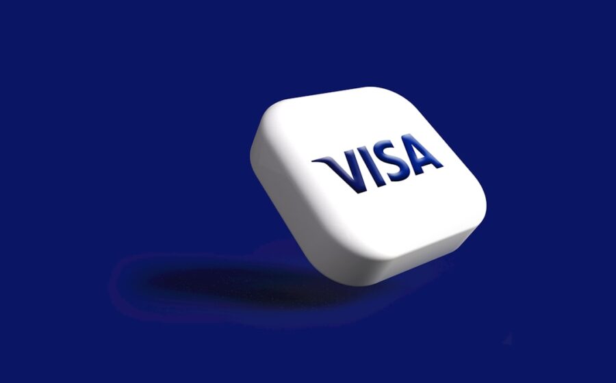 visa job cuts - a white dice with the word visa on it