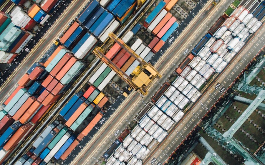 ai agents supply chain - assorted shipping trailers in port