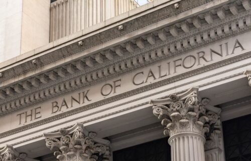 ncino ai agents - Close-up of Bank of California with classic architecture and columns.
