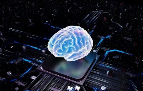 ai experts banking - A brain over cpu represents artificial intelligence