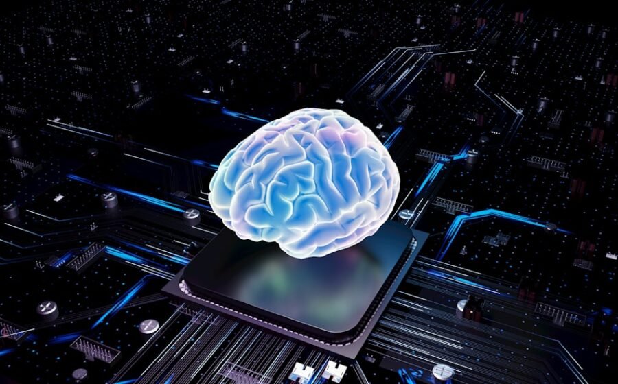 ai experts banking - A brain over cpu represents artificial intelligence