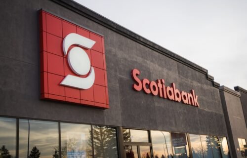 ai in banking - a building with a sign on it