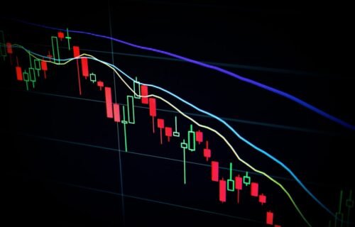 inflation data await - stock market candlestick chart on dark screen