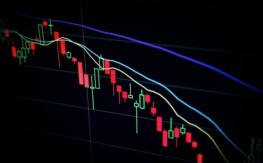inflation data await - stock market candlestick chart on dark screen