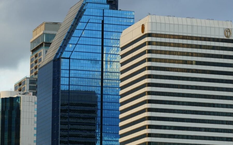 visa stablecoin settlement - Contemporary skyscrapers in Bangkok's urban skyline, showcasing modern architecture.